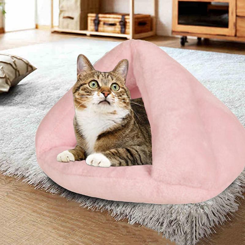 Indoor Cat Fleece Triangle Bed Cave