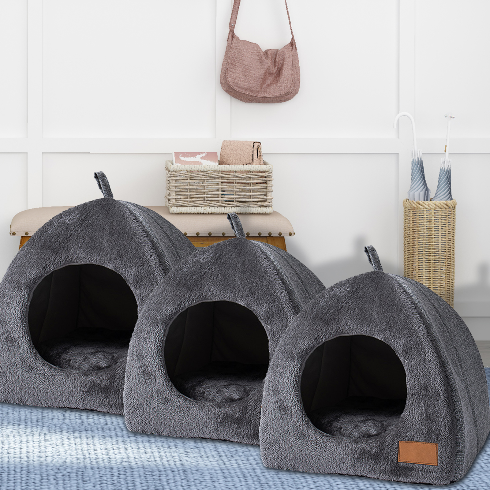 Cozy Triangle Cat Bed Nest Sleeping Cave Igloo