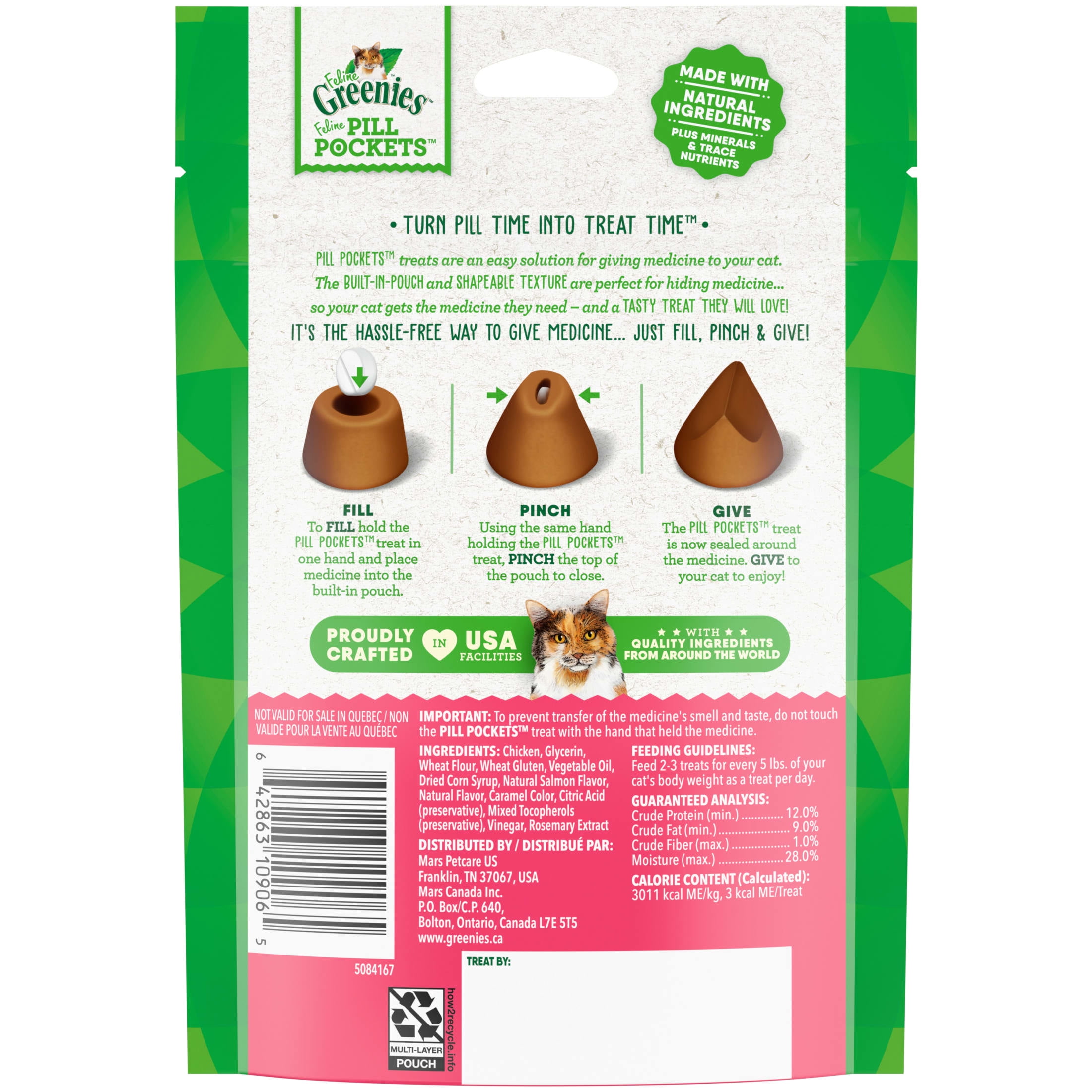 Soft chicken-flavored pill pockets for cats