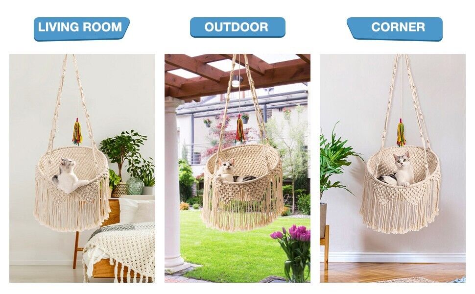 Handwoven Cat Window Bed for Indoor/Outdoor Perching