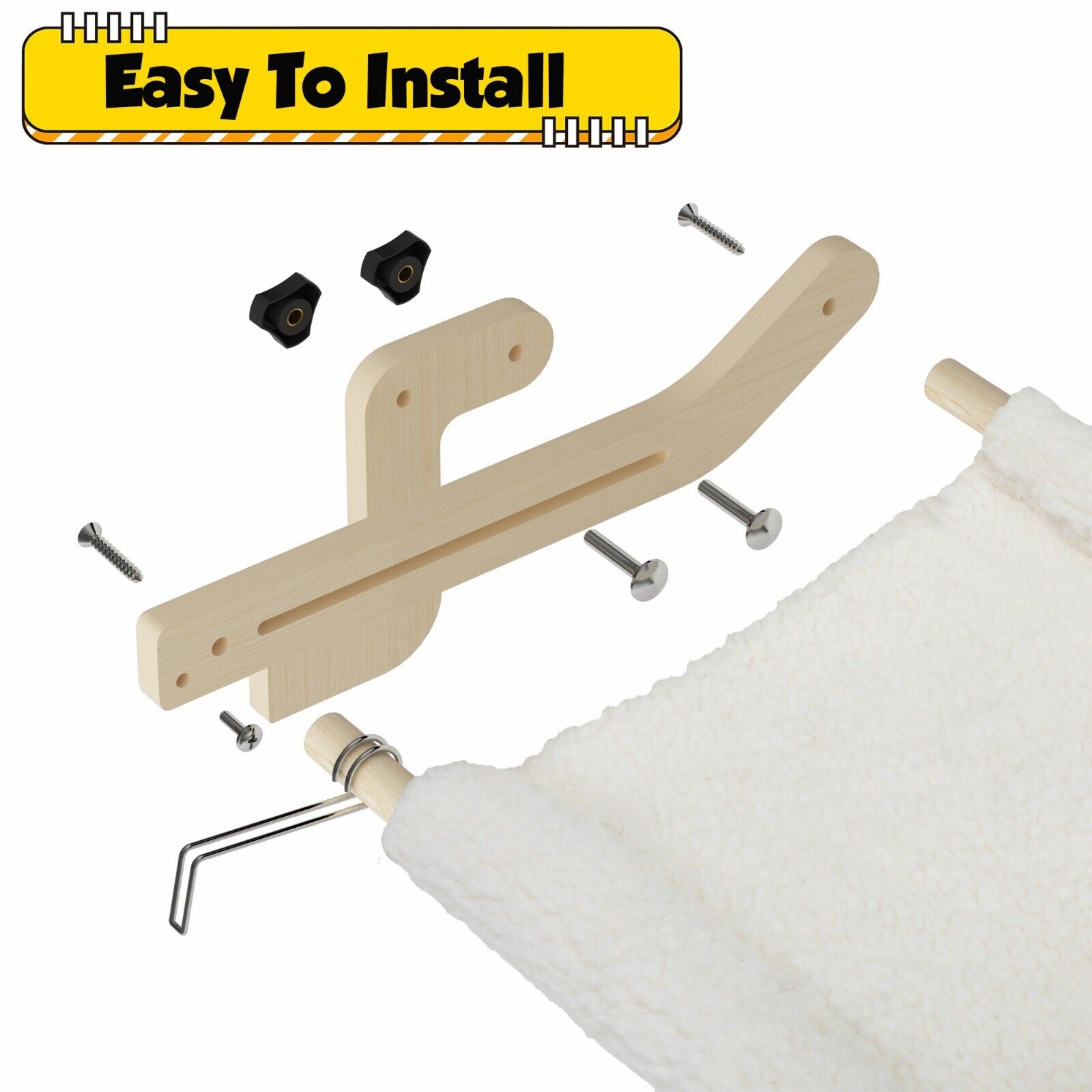 Adjustable Window Cat Hammock with Wooden Perch