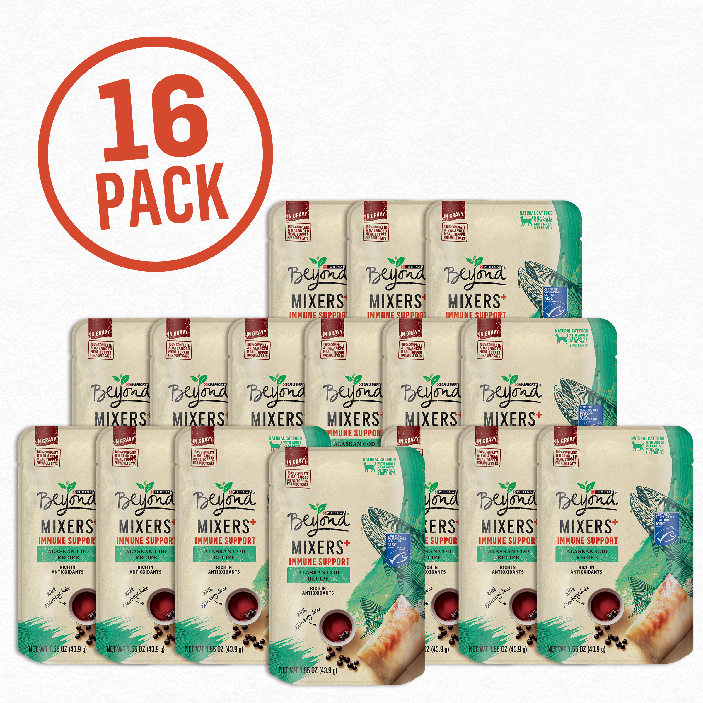 Cod Flavor Wet Cat Food (16 Pouches)