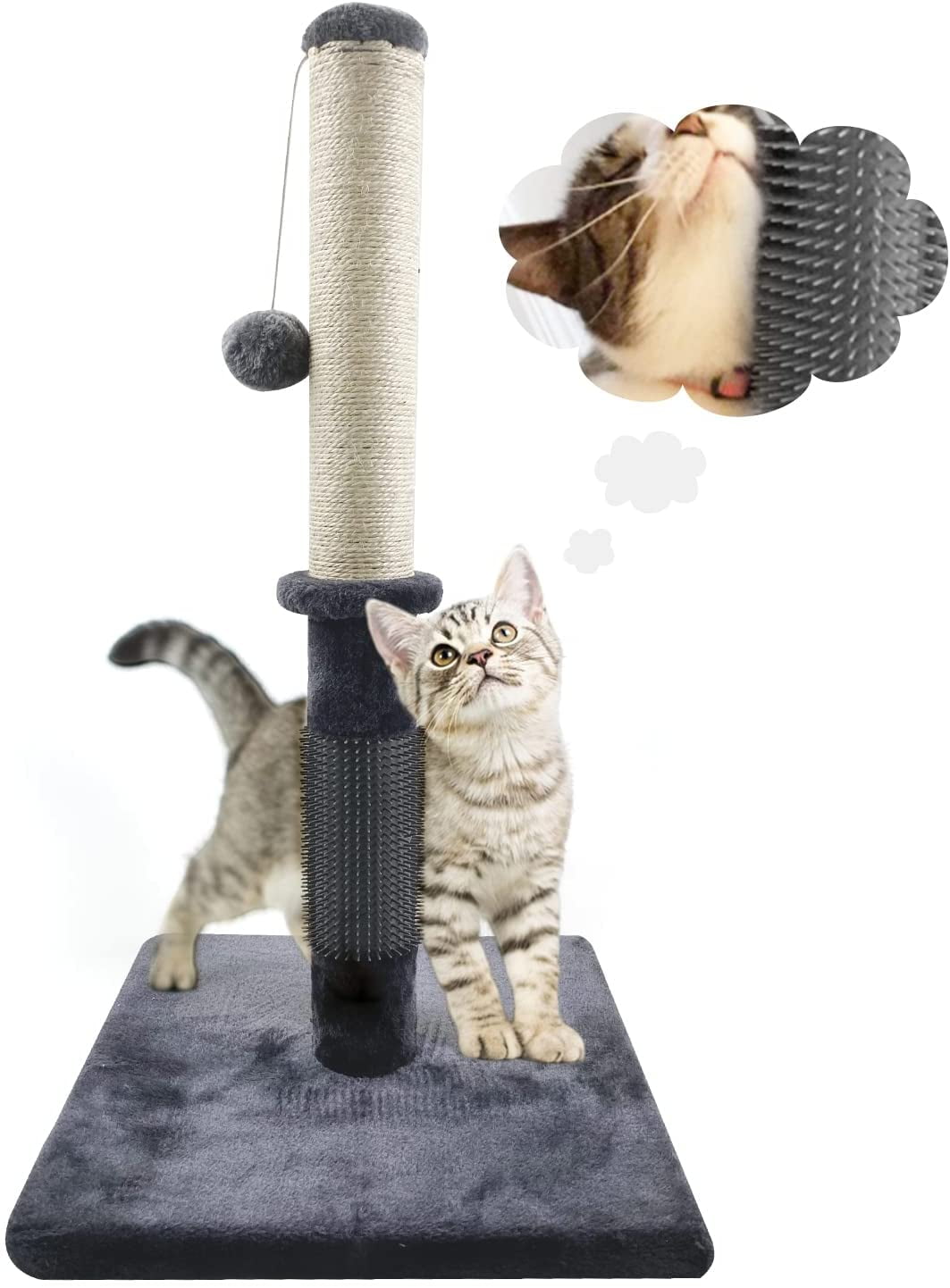 Interactive Cat Scratching Post with Grooming Toys