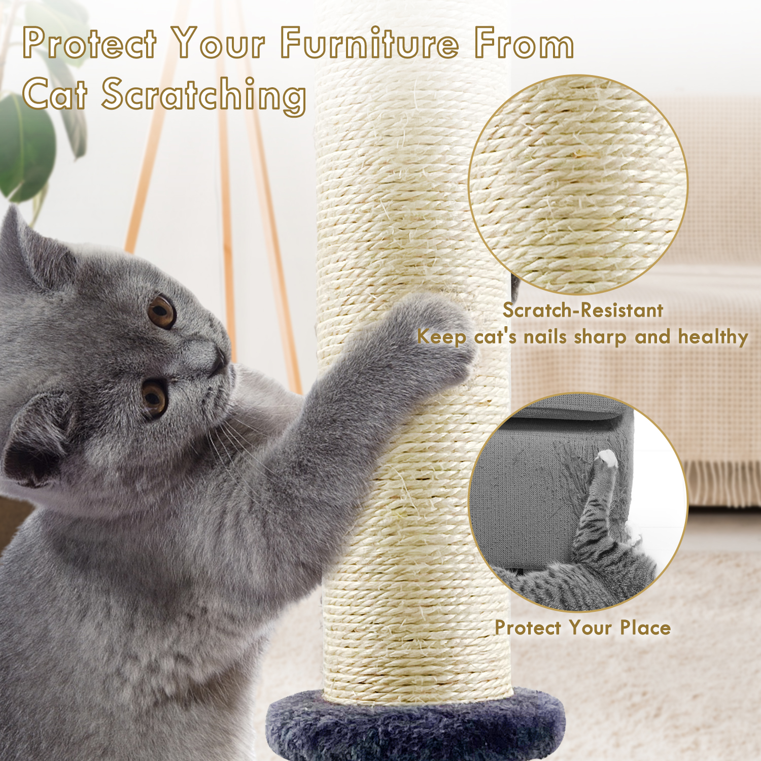 Interactive Cat Scratching Post with Grooming Toys