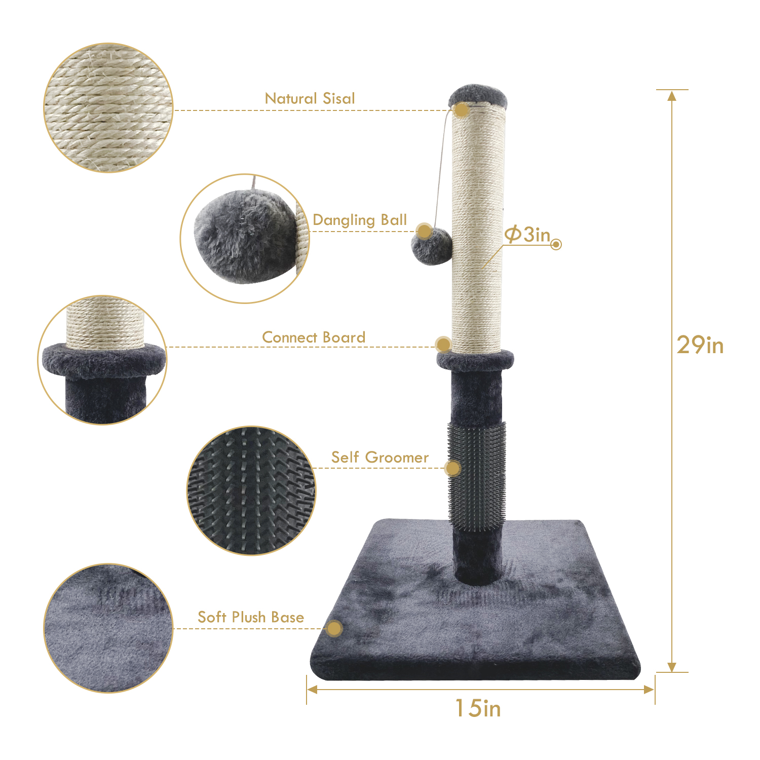 Interactive Cat Scratching Post with Grooming Toys