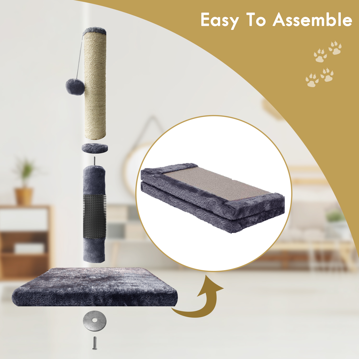 Interactive Cat Scratching Post with Grooming Toys