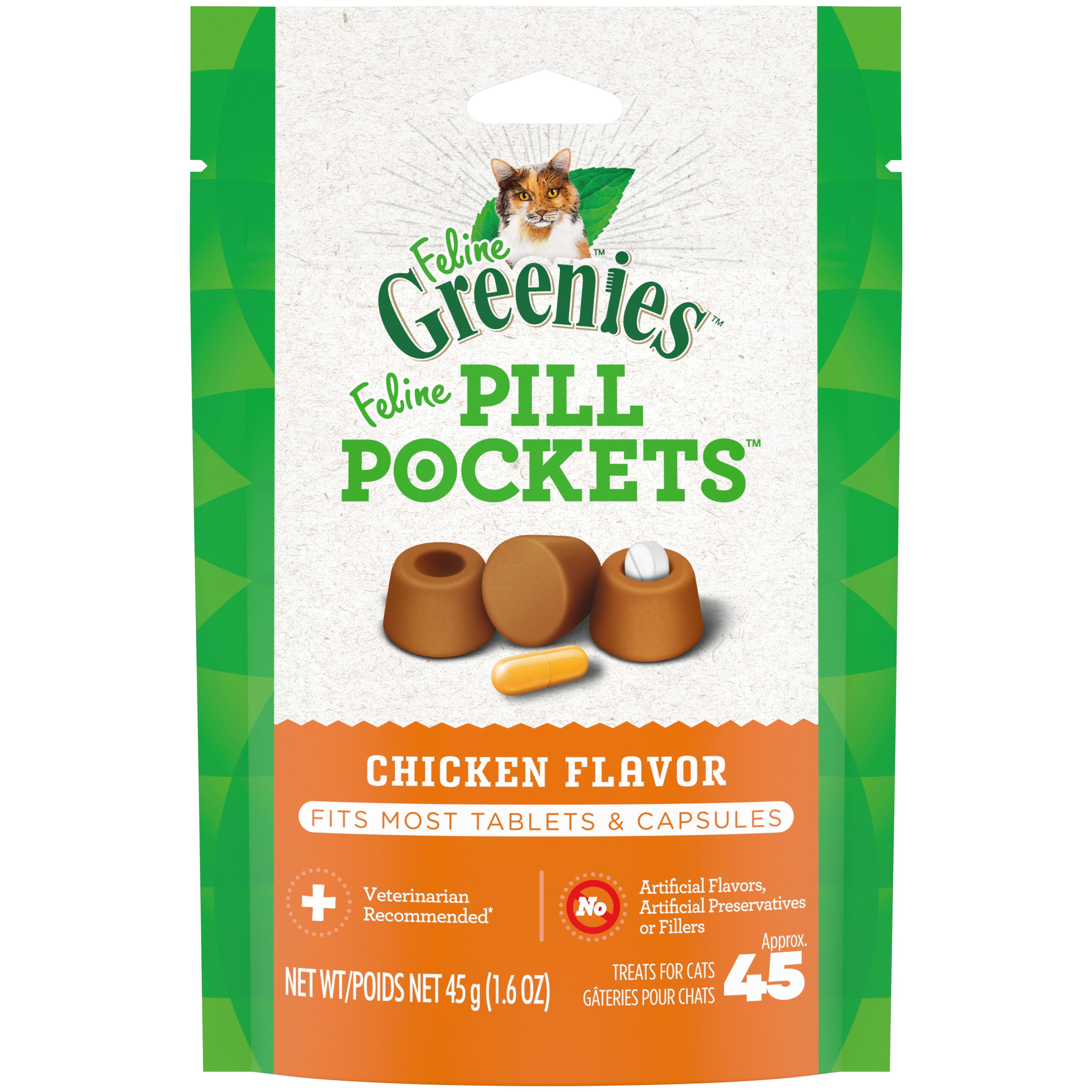 Greenies Chicken Pill Pockets for Cats (45 Treats)