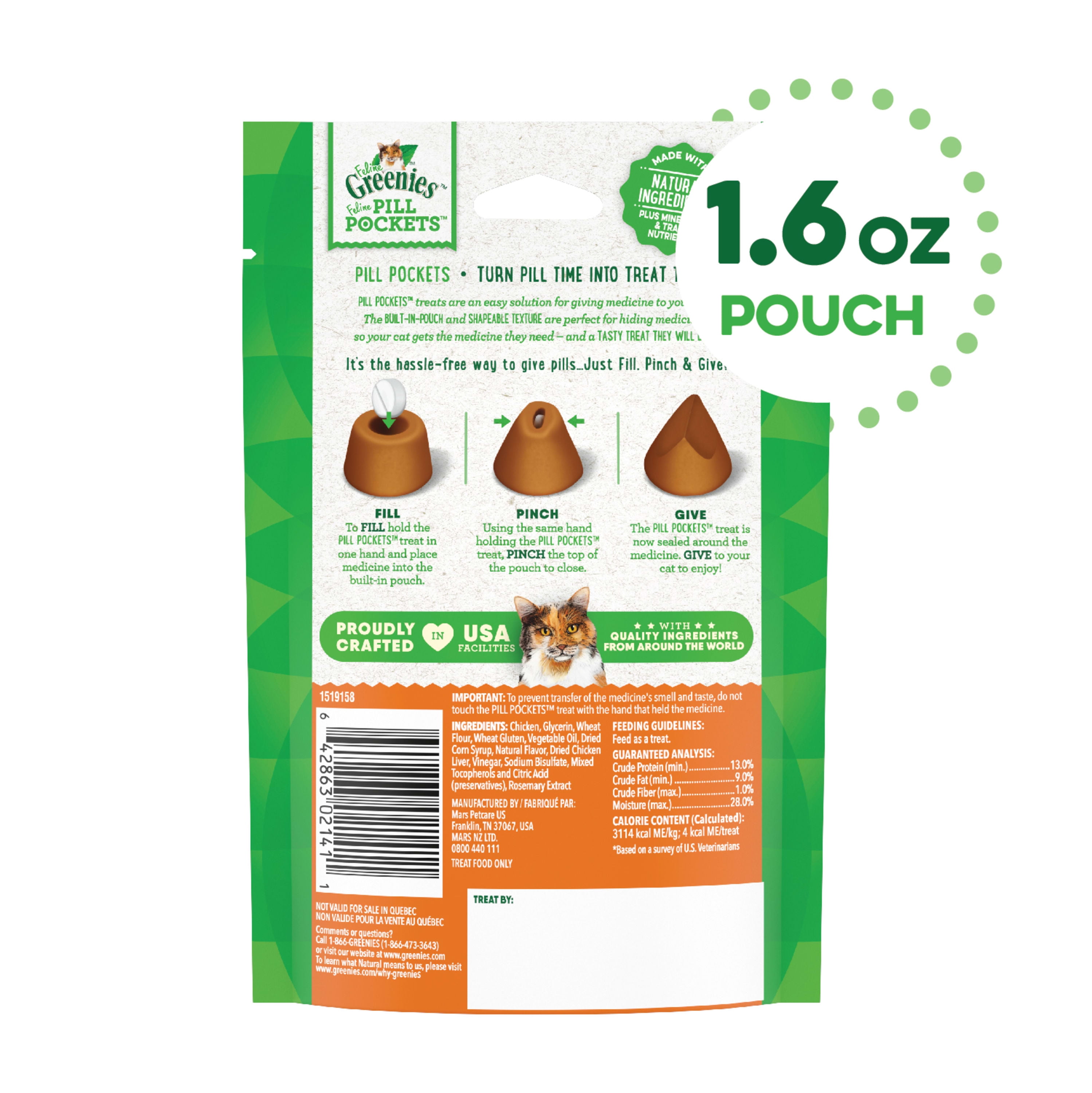 Greenies Chicken Pill Pockets for Cats (45 Treats)