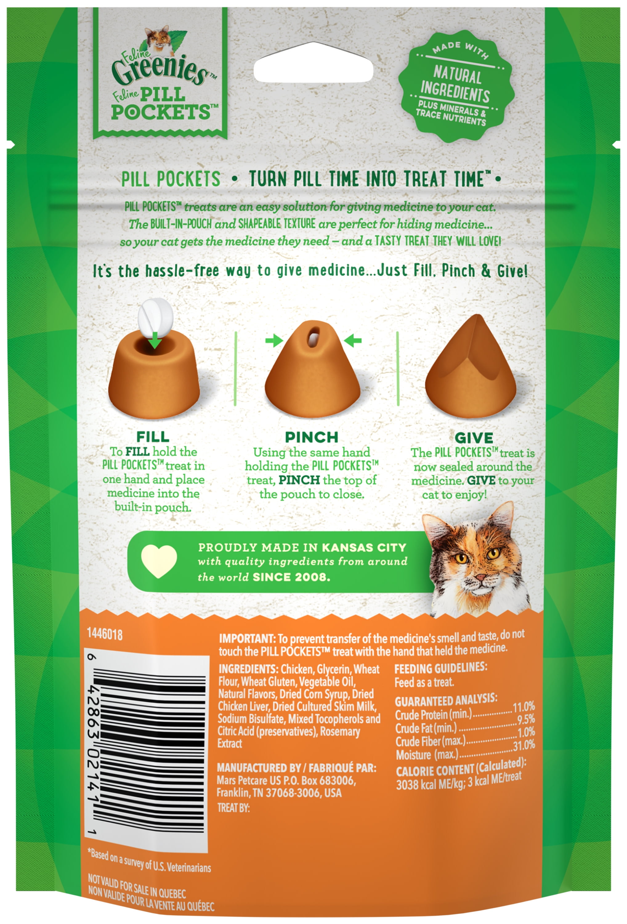 Greenies Chicken Pill Pockets for Cats (45 Treats)