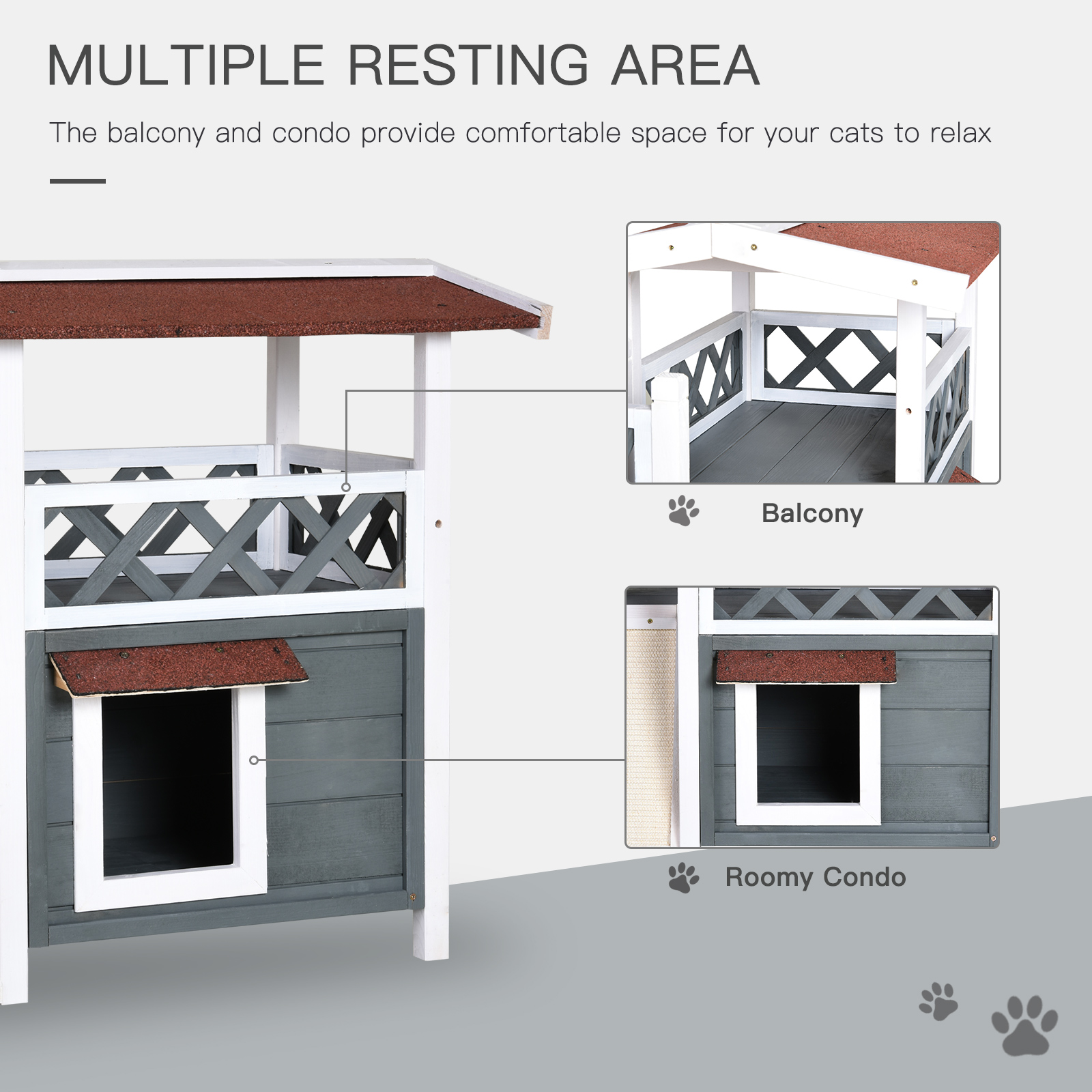 Wooden Outdoor Cat Shelter with Sisal Ramp