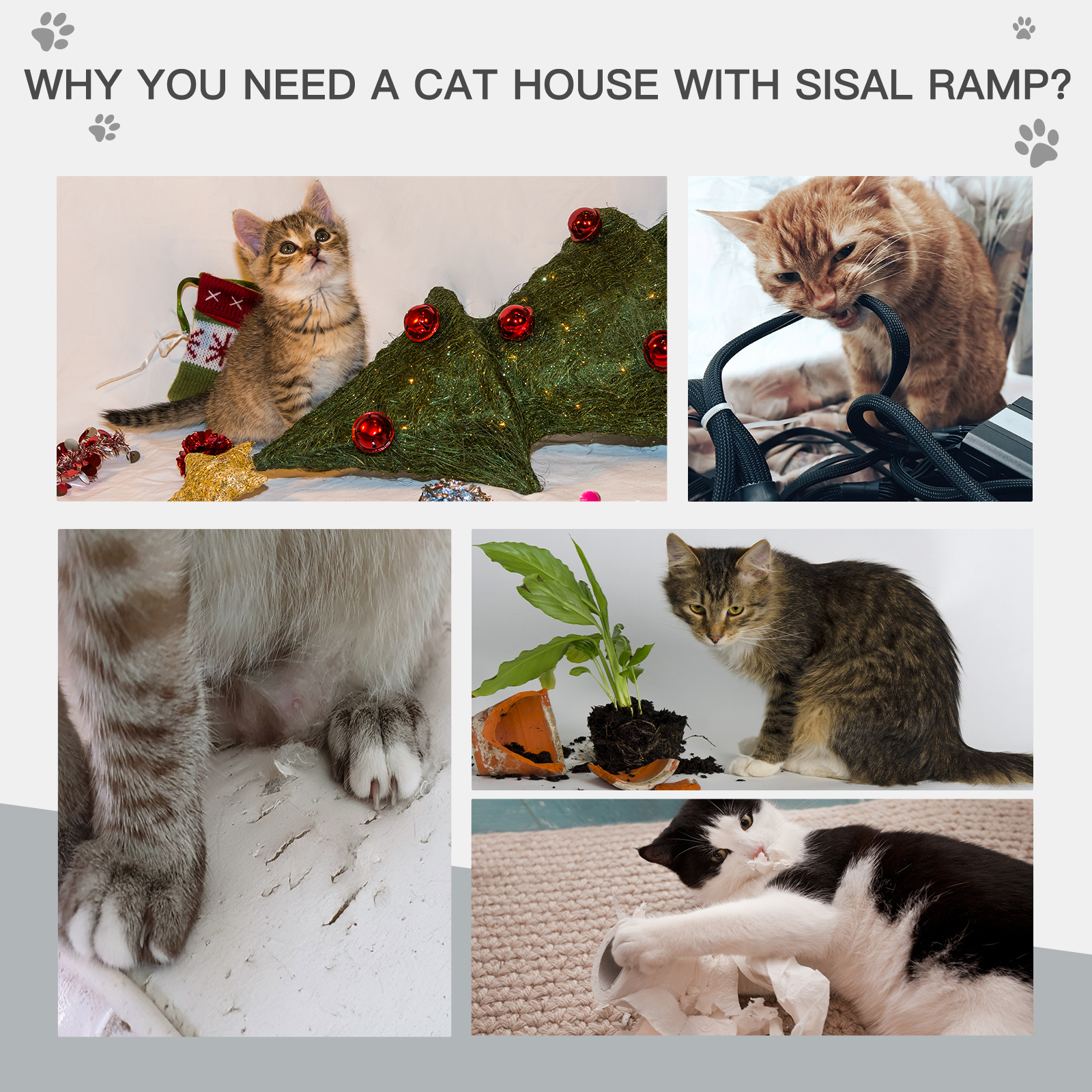 Wooden Outdoor Cat Shelter with Sisal Ramp