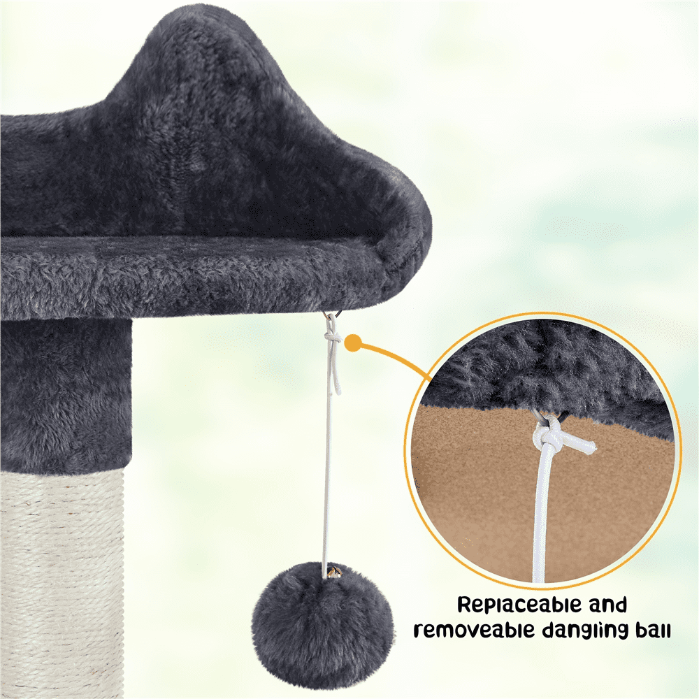 Gray Cat Tree Condo with Hammock & Tunnel