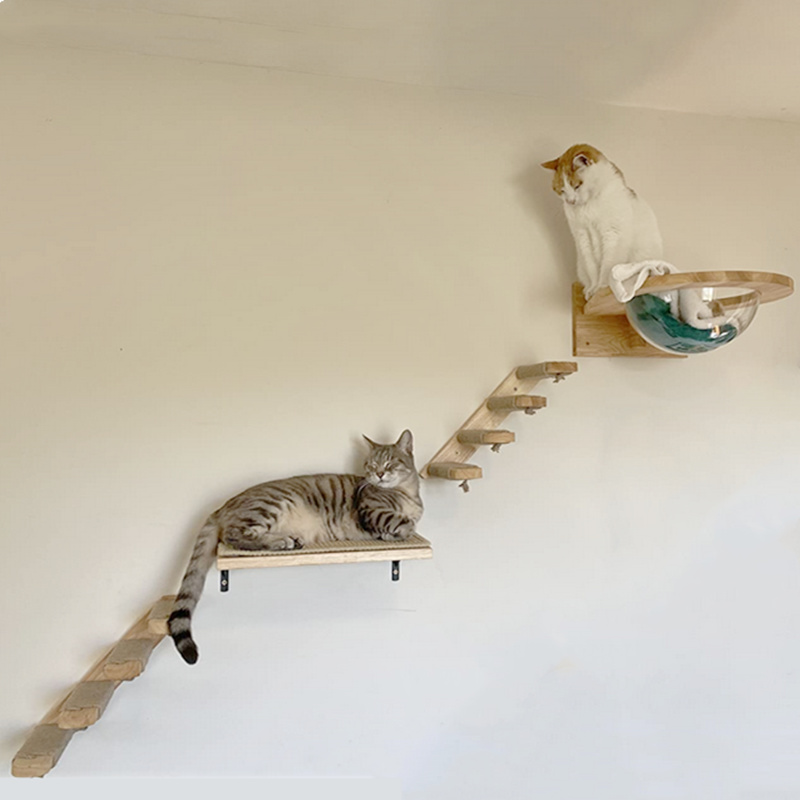 Wall-Mounted Cat Hammock with Scratching Post