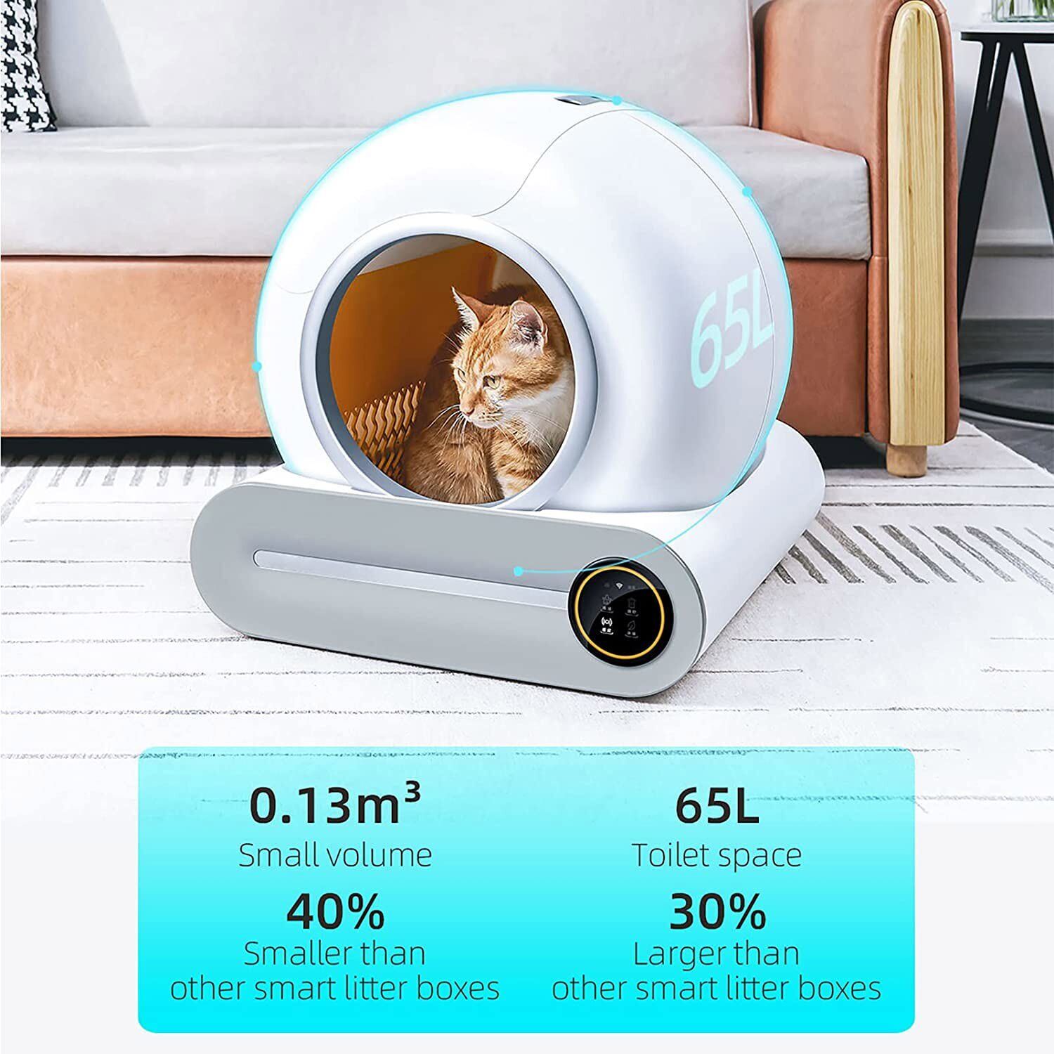 Automatic Self-Cleaning Cat Litter Box - 65L