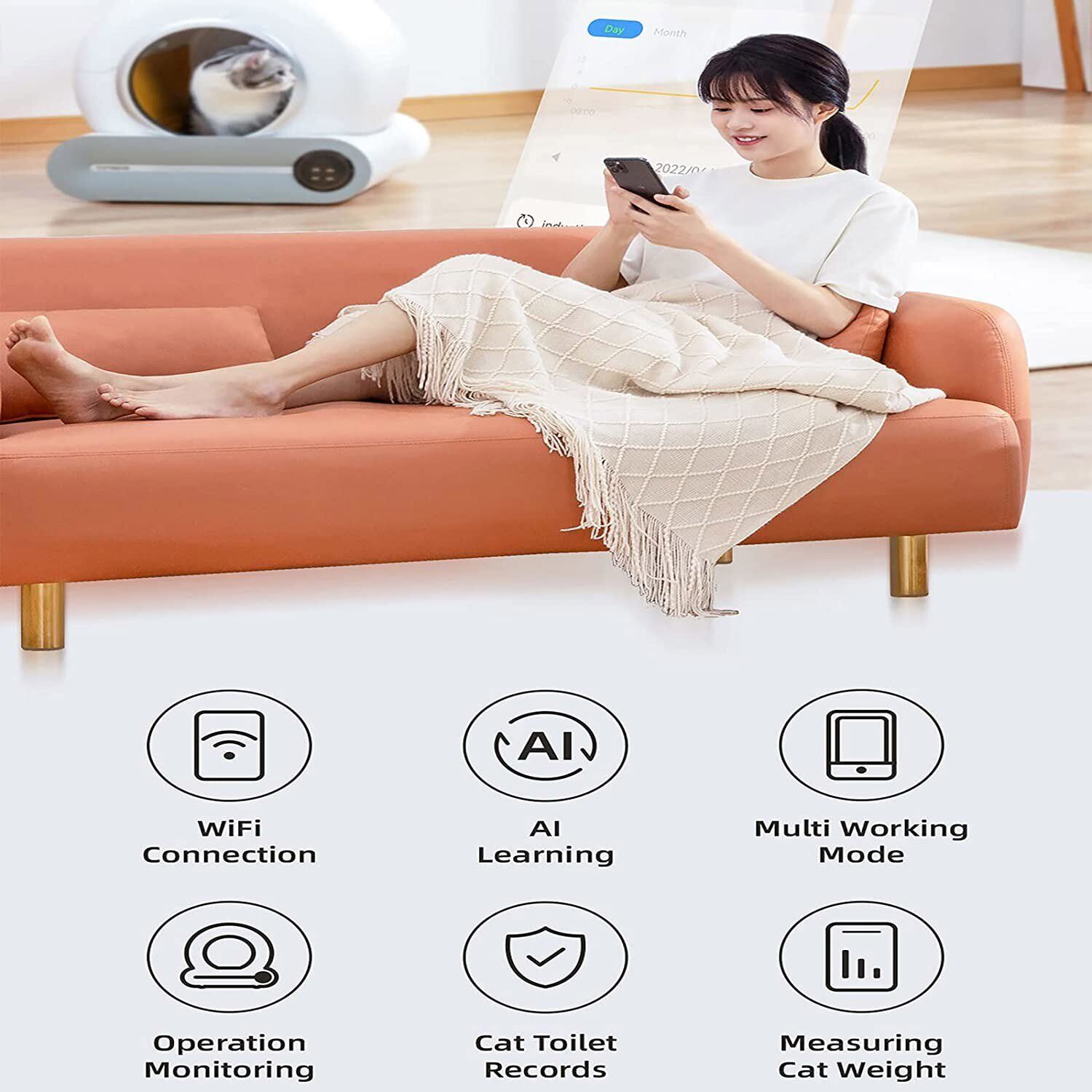 Automatic Self-Cleaning Cat Litter Box - 65L