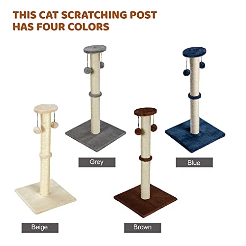 Tall Gray Cat Scratching Post with Toys