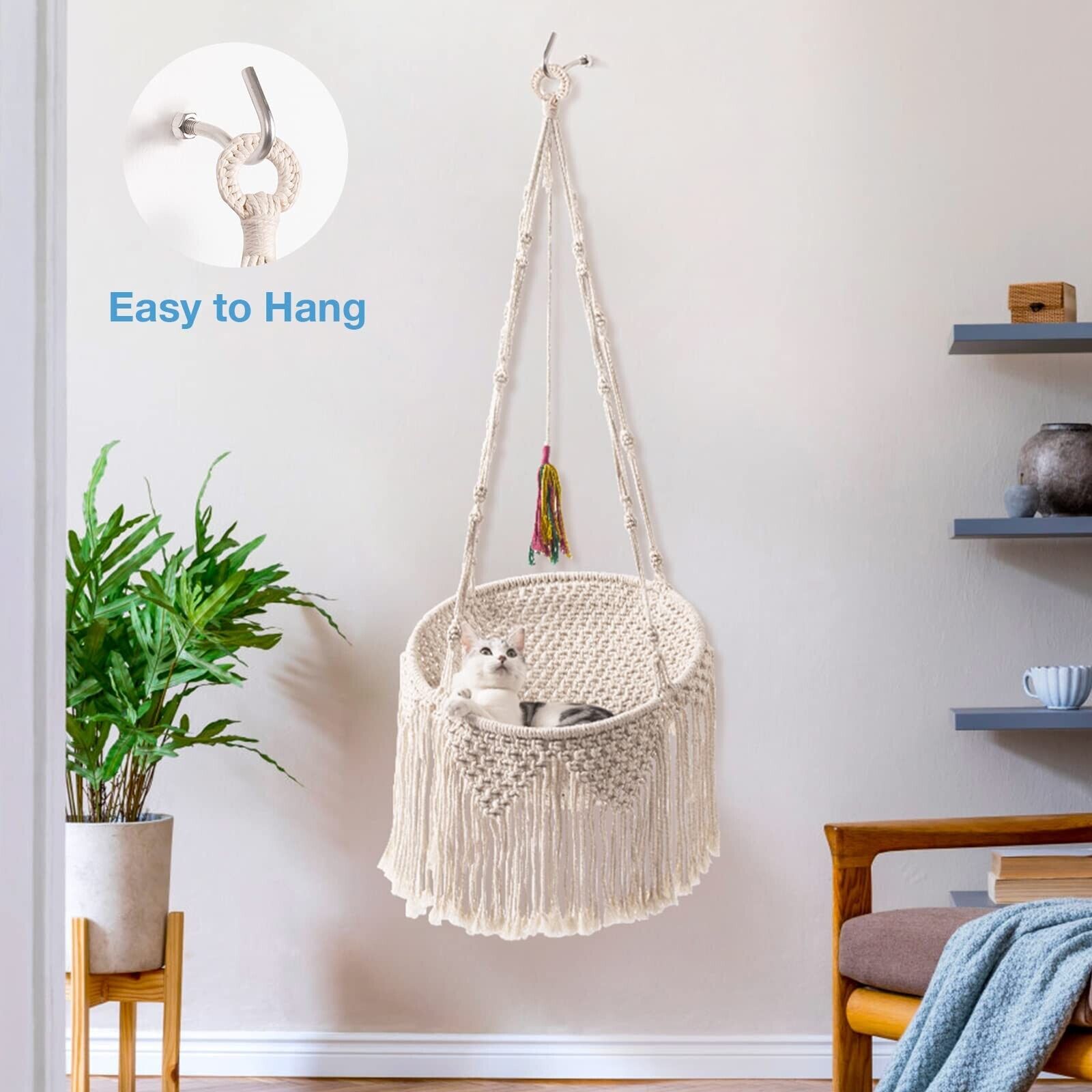 Boho Cat Window Hammock Swing Bed