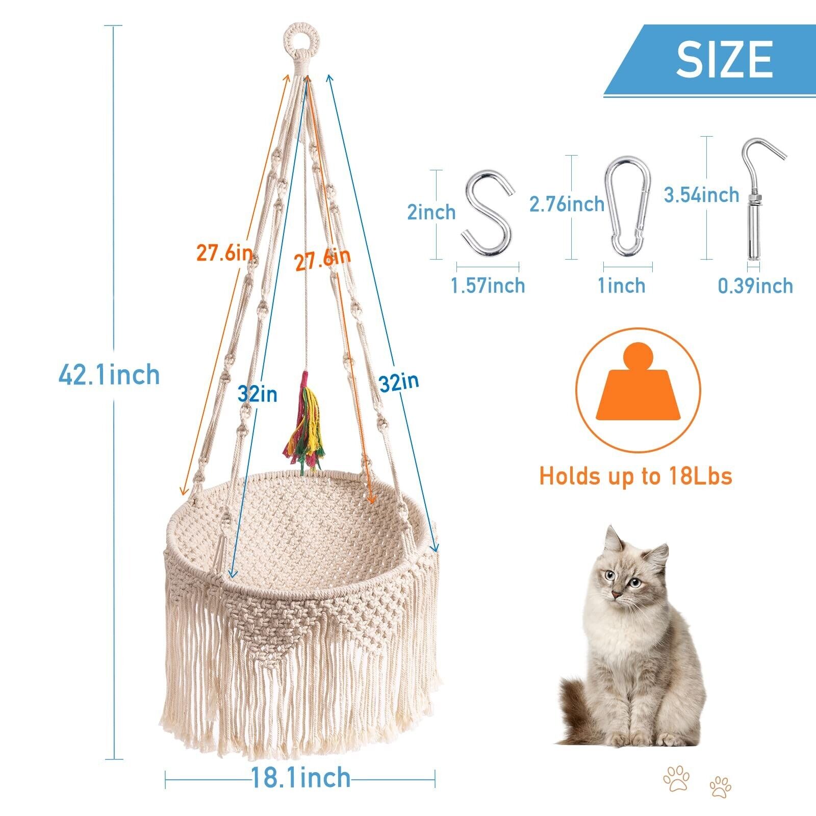 Boho Cat Window Hammock Swing Bed