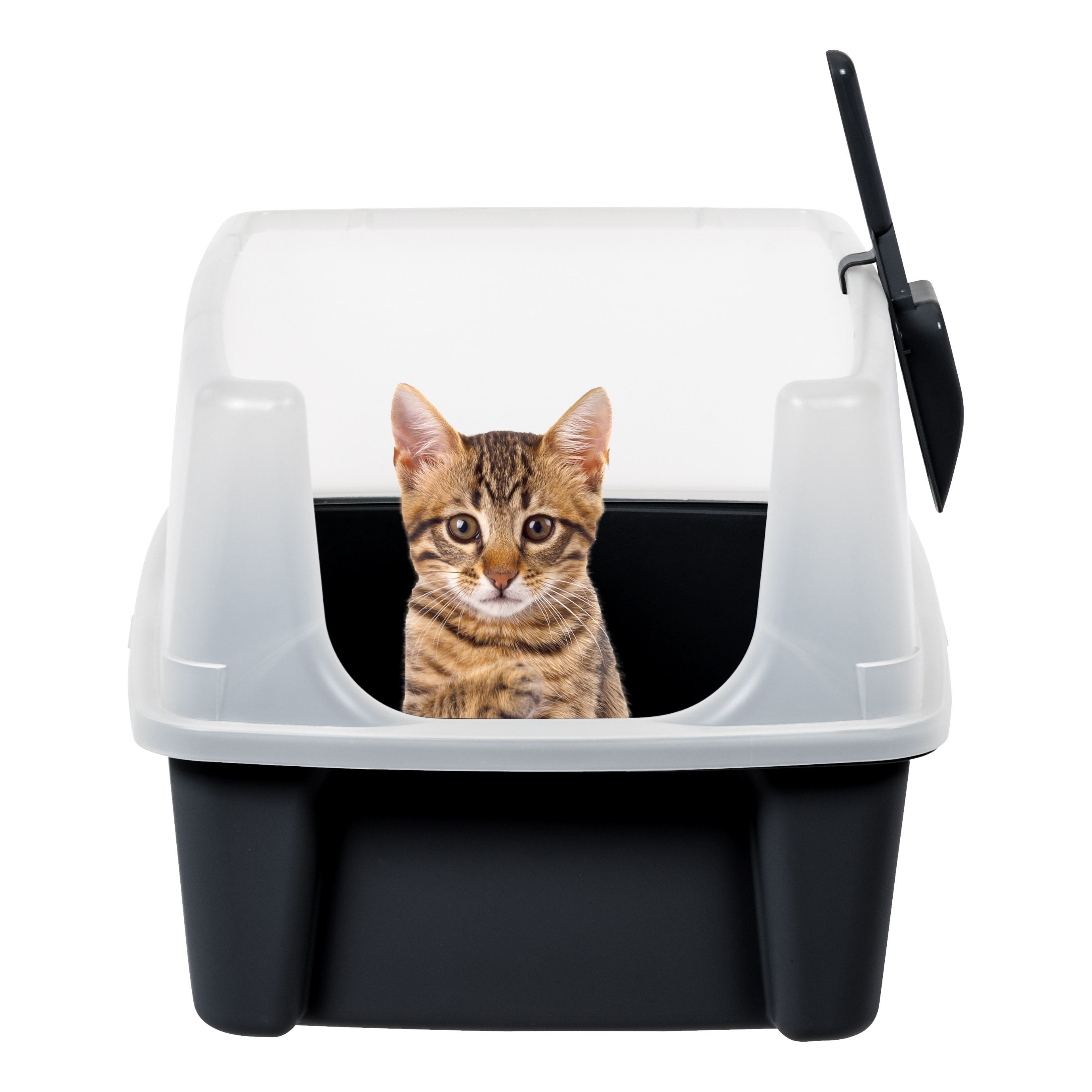 IRIS Open-Top Cat Litter Box, Black