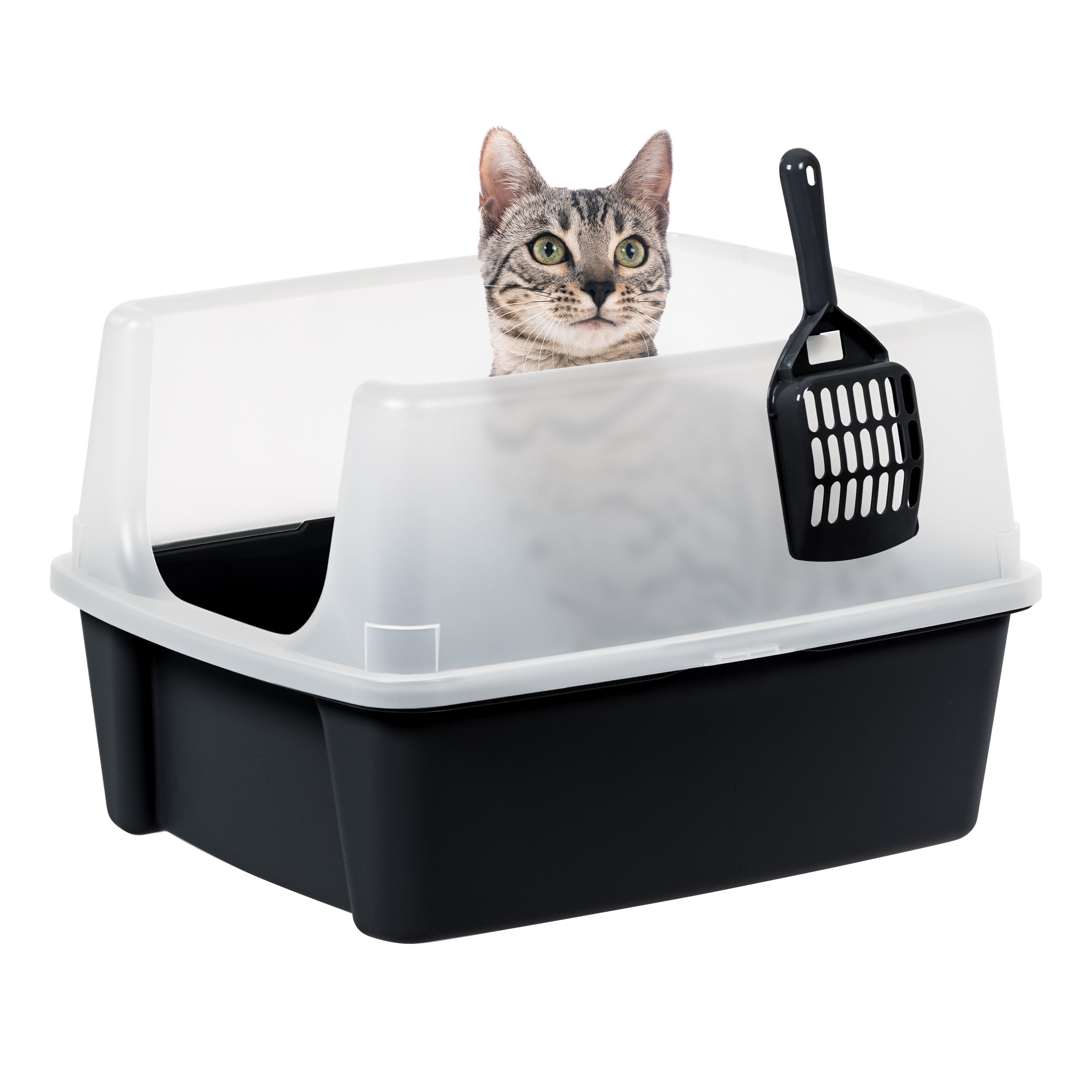 IRIS Open-Top Cat Litter Box, Black