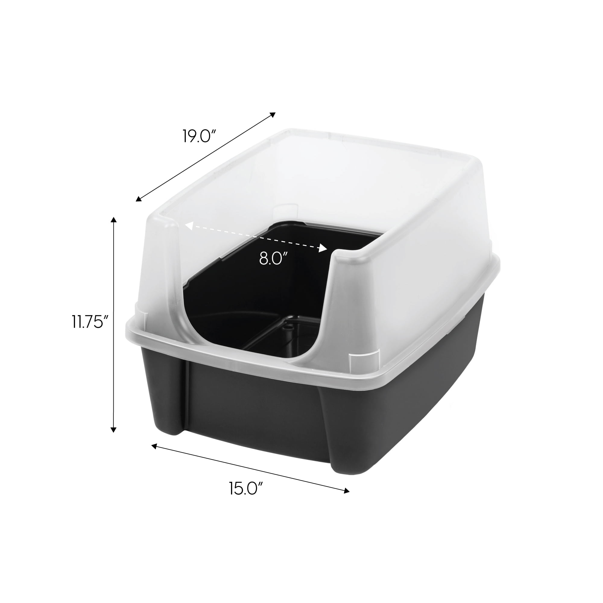 IRIS Open-Top Cat Litter Box, Black