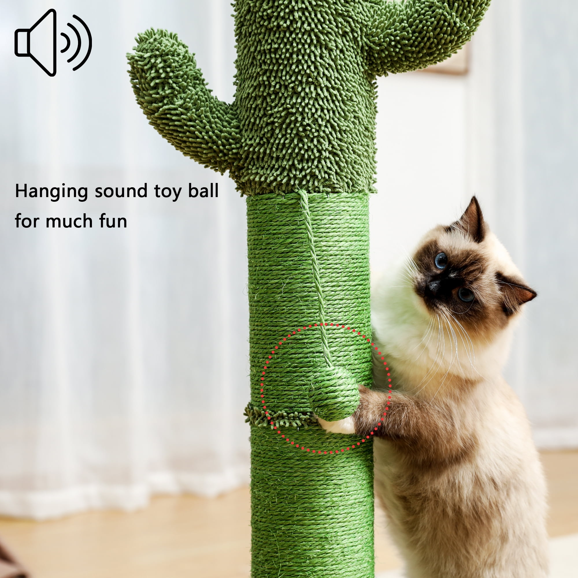 Green Cactus Cat Scratching Post Toy