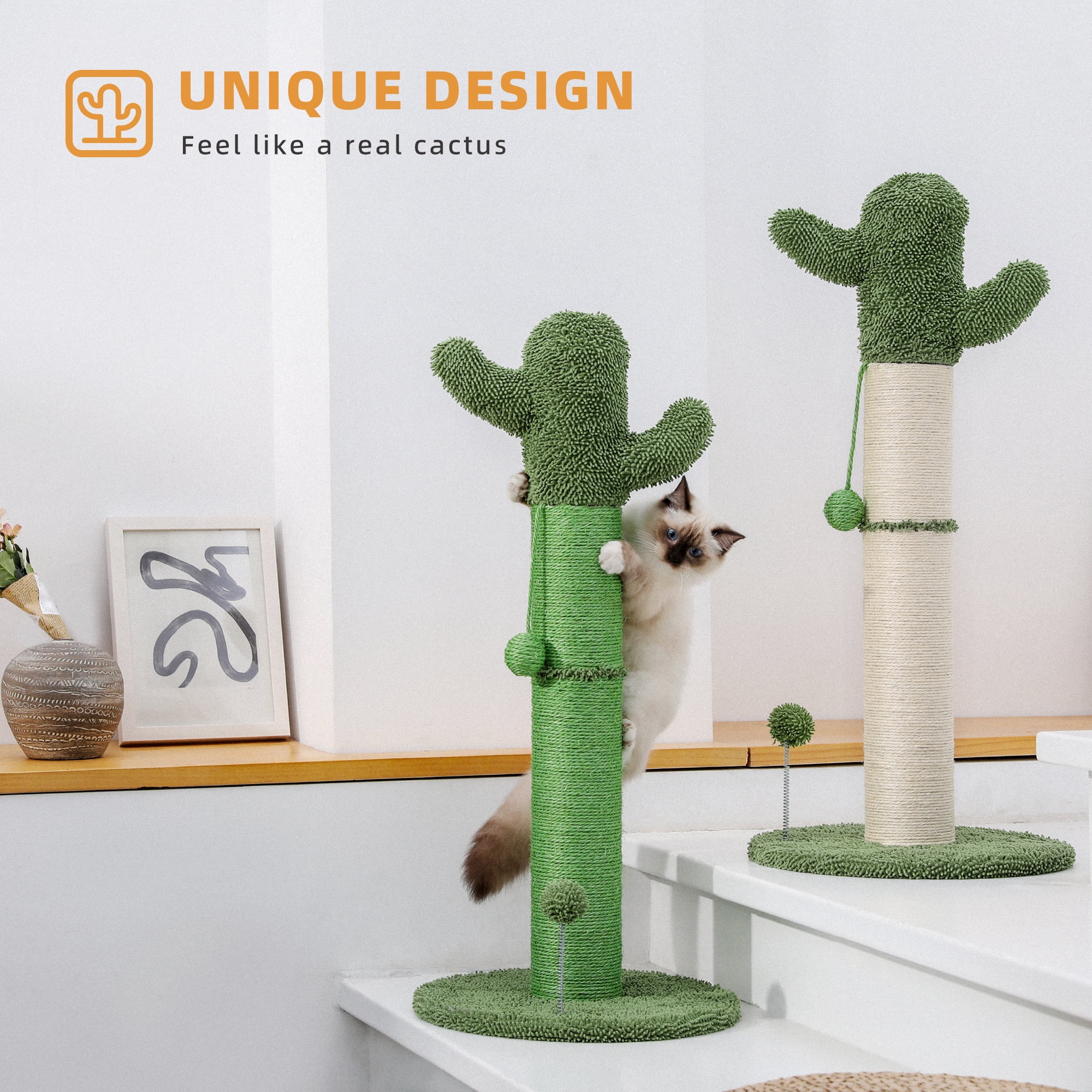 Green Cactus Cat Scratching Post Toy