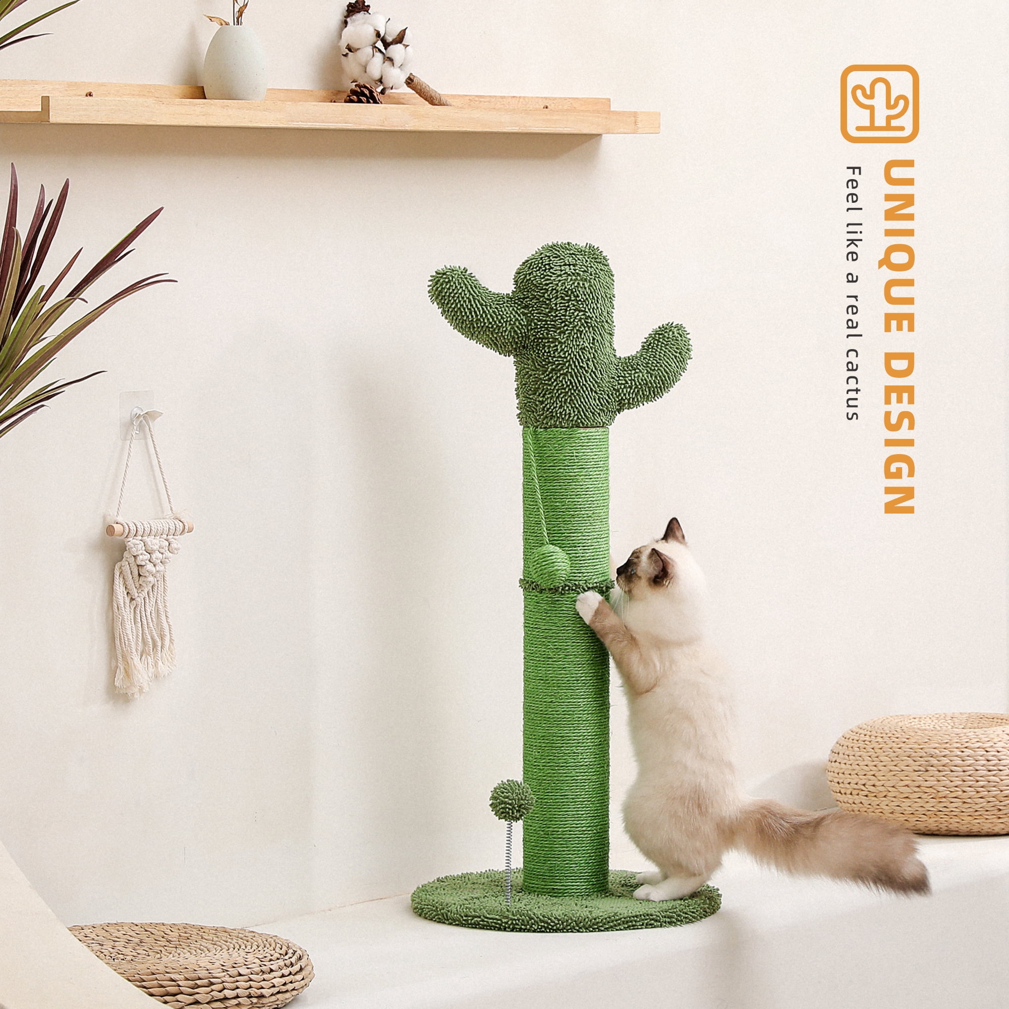 Green Cactus Cat Scratching Post Toy