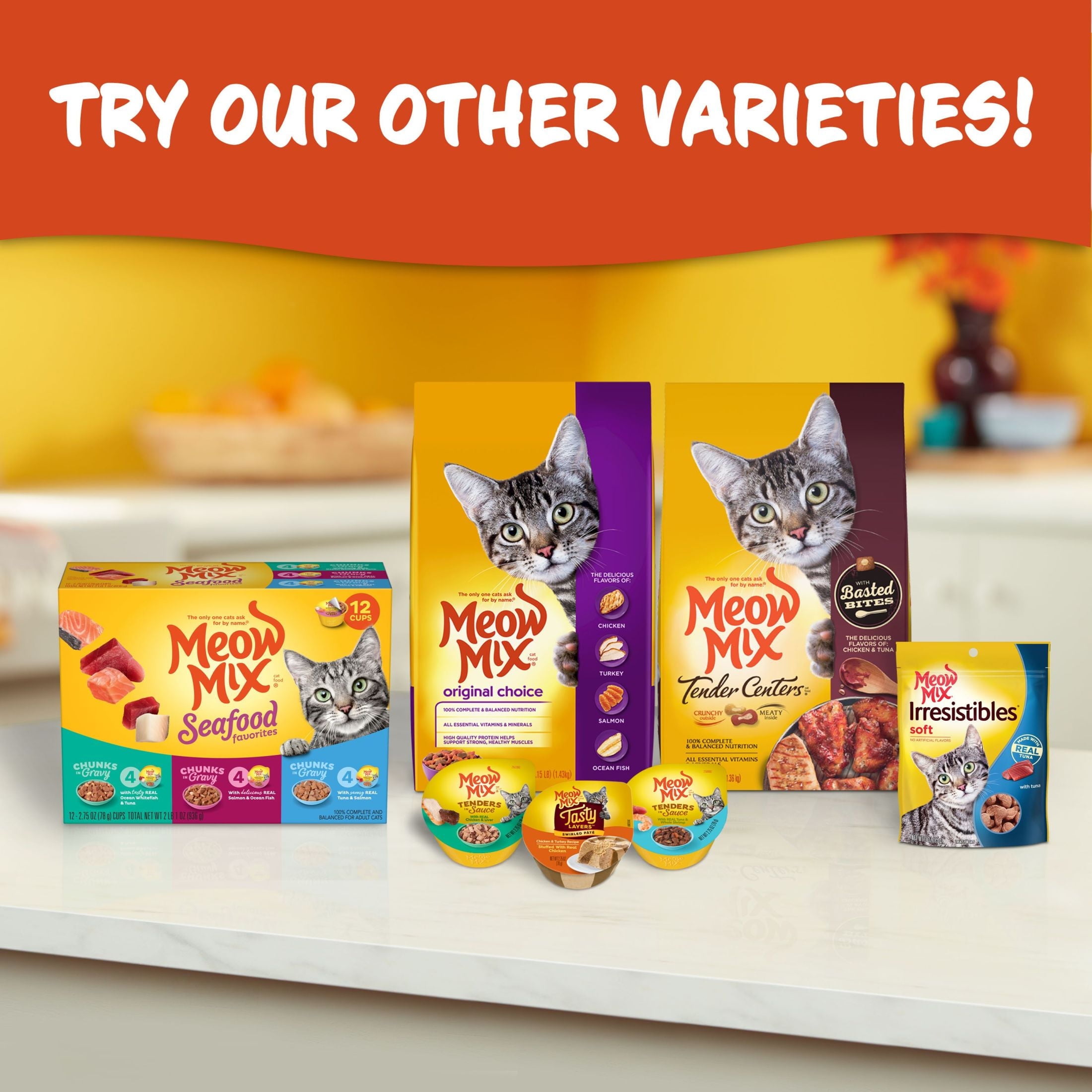 24 Cups of Meow Mix Favorites Variety Pack