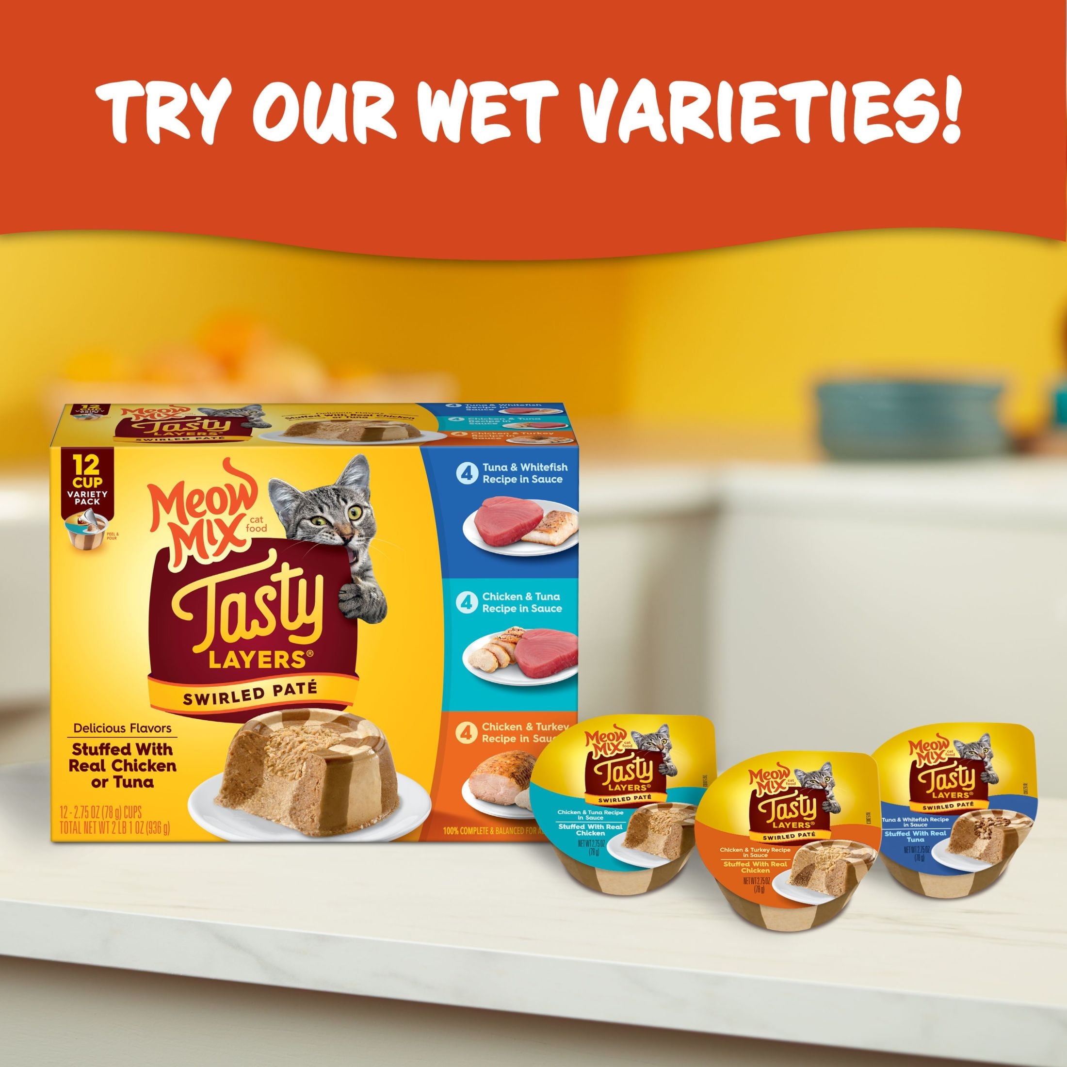 24 Cups of Meow Mix Favorites Variety Pack