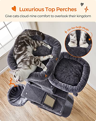 Large Multi-Level Cat Tree with Hammock and Scratching Posts