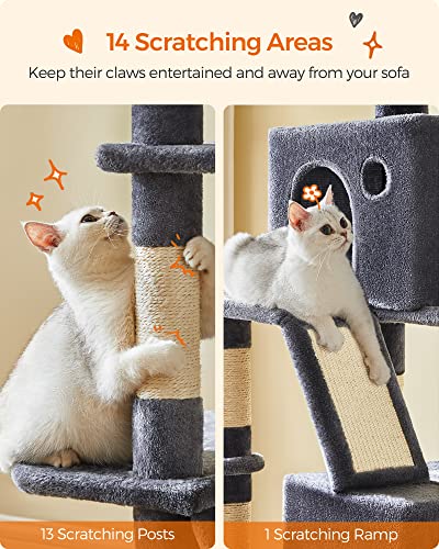 Large Multi-Level Cat Tree with Hammock and Scratching Posts