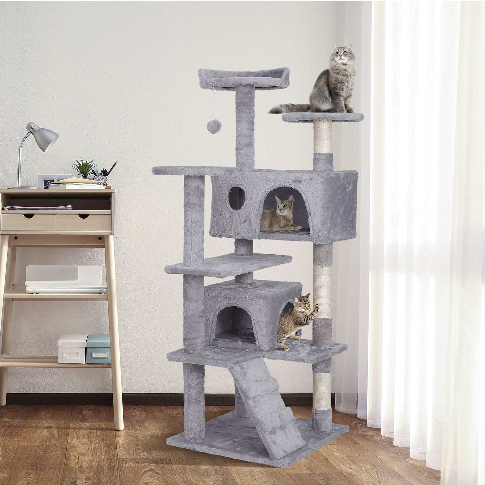 Light Grey Cat Tree Activity Center Condo