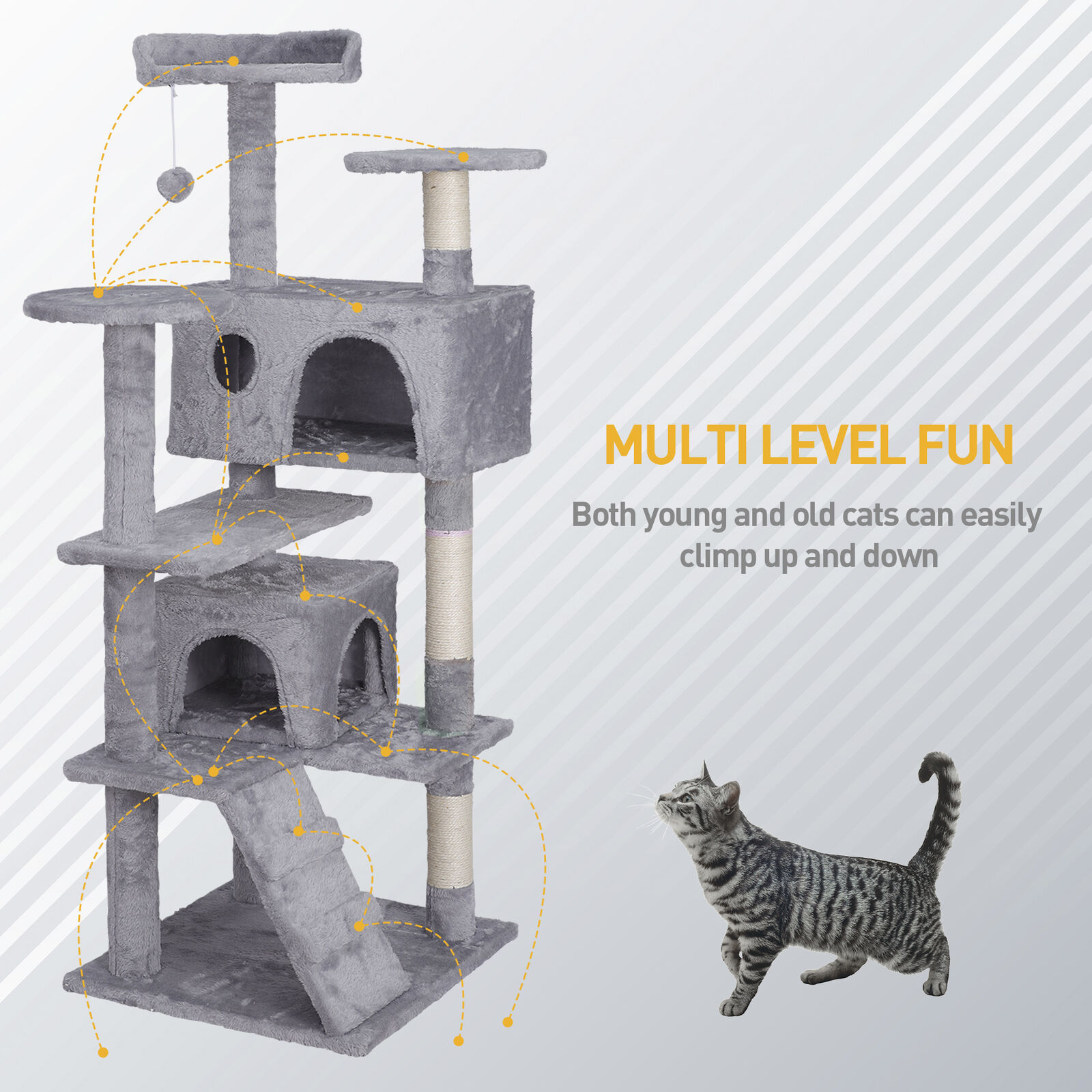 Light Grey Cat Tree Activity Center Condo