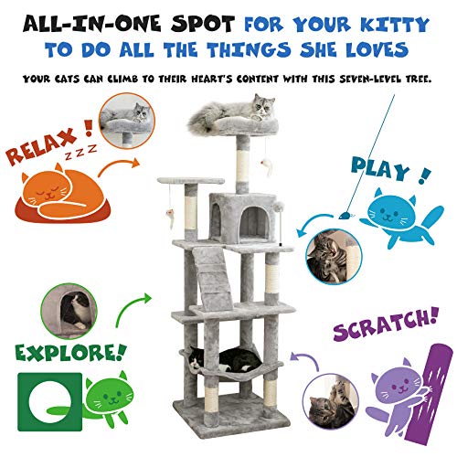 Cats' Multi-Level Tree with Hammock & Platform