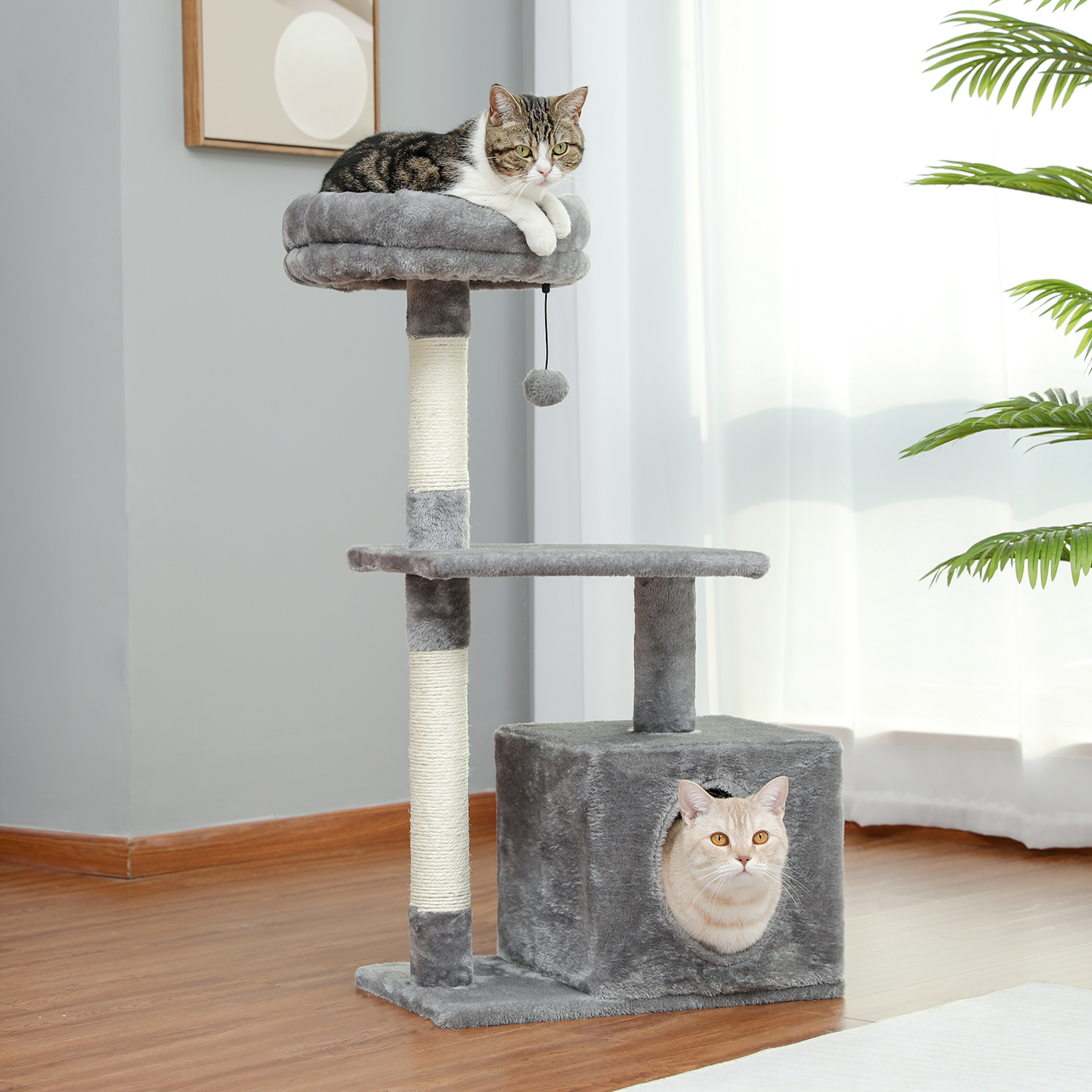 Tall Cat Tower with Cozy Perch & Toys