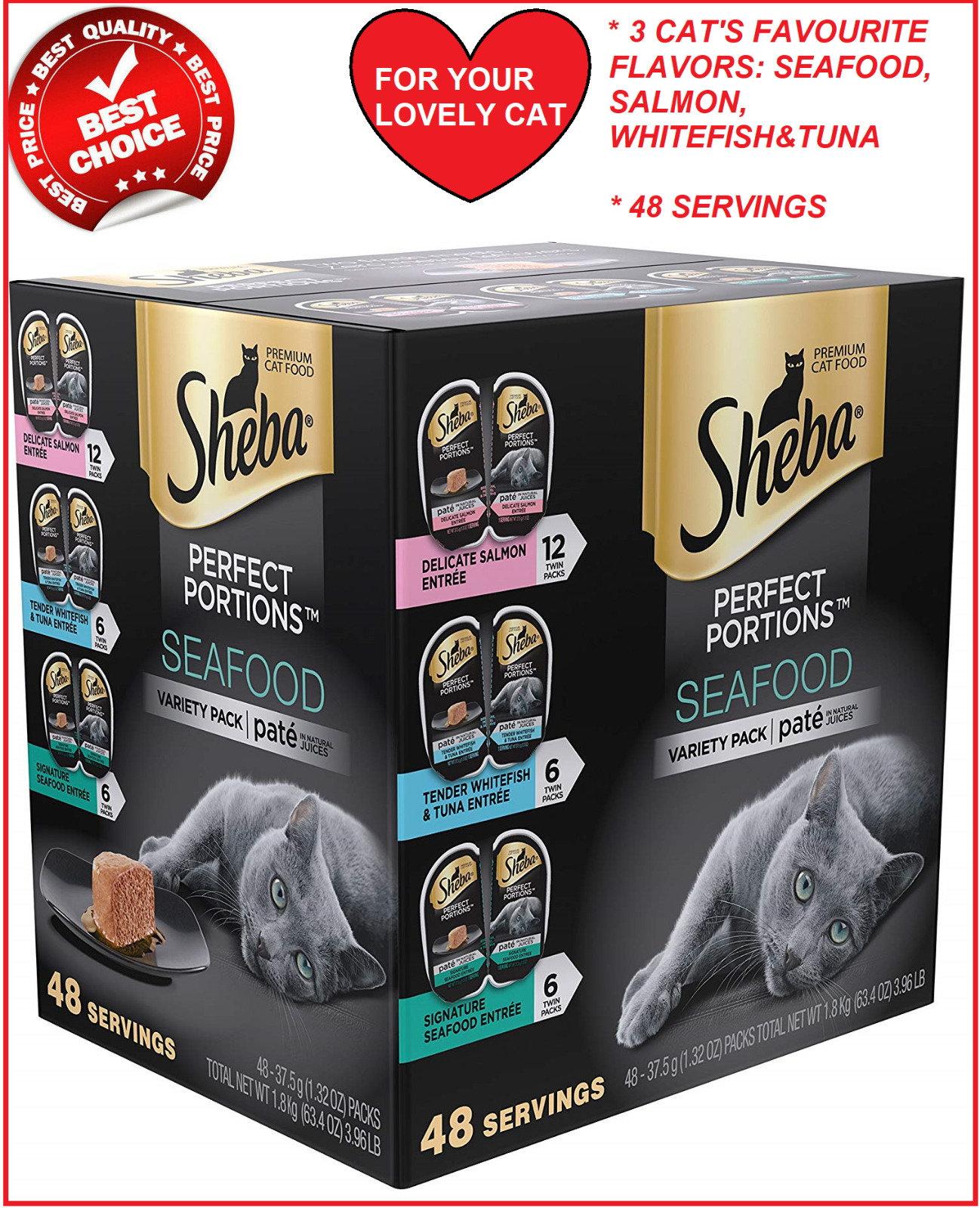 Sheba Perfect Portions Variety Pack - 48 Servings