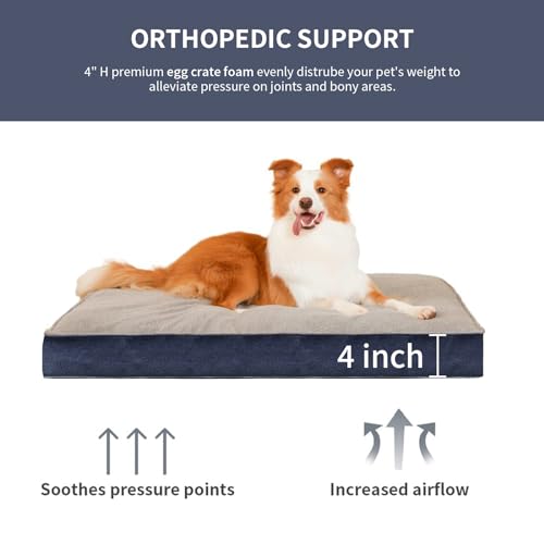 Orthopedic Fleece Cat/Dog Bed (Gray, 30x20x4)