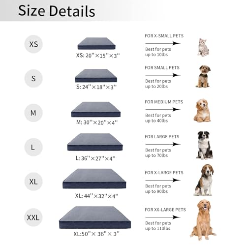 Orthopedic Fleece Cat/Dog Bed (Gray, 30x20x4)
