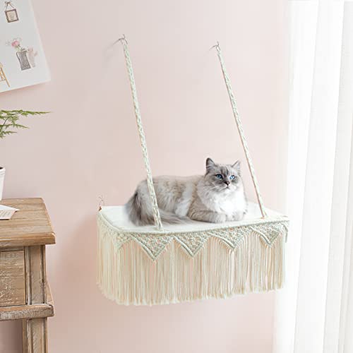 Macrame Cat Window Perch with Tassel, Gift