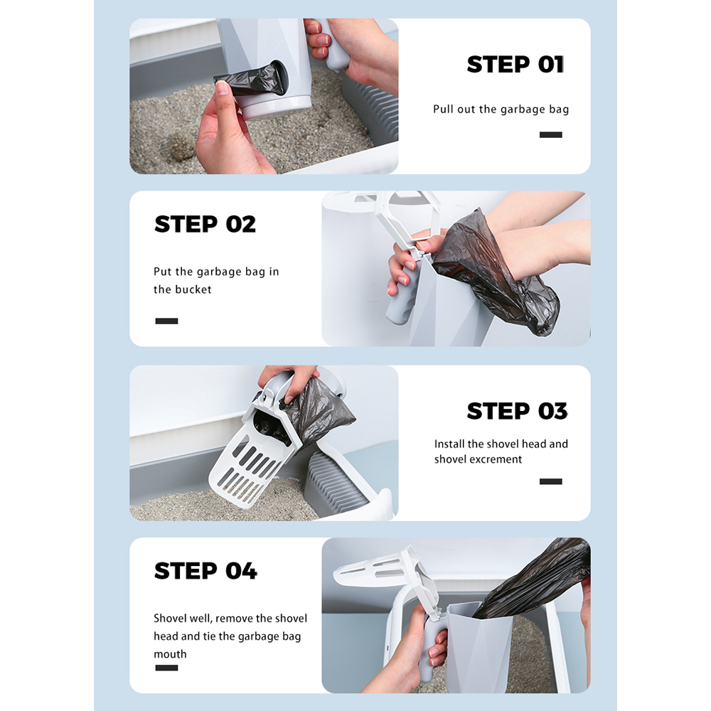 Detachable Cat Litter Scoop with Bag Holder