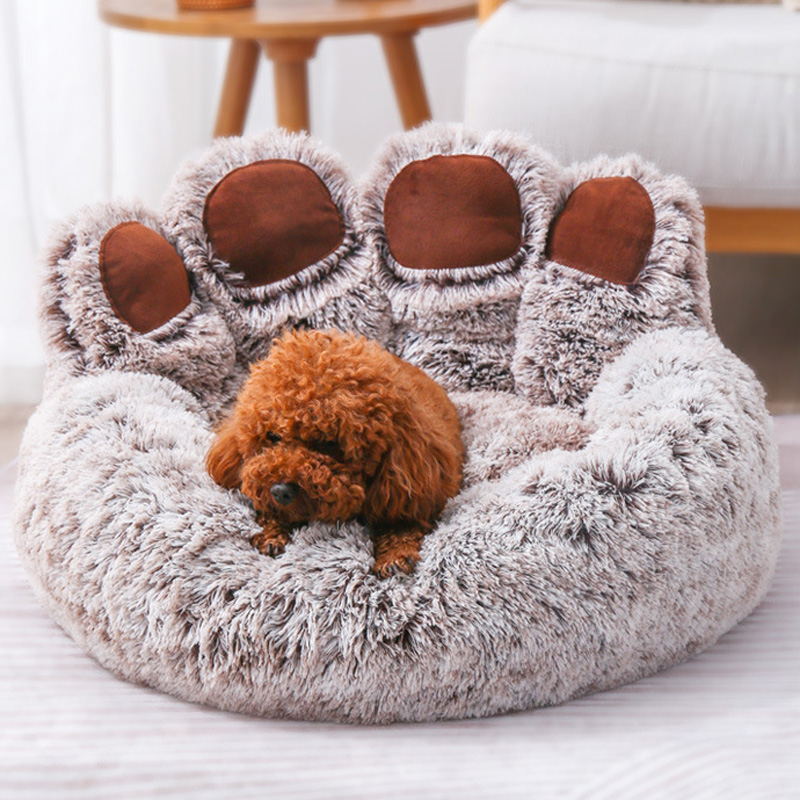 Fluffy Cat Donut Bed with Long Plush