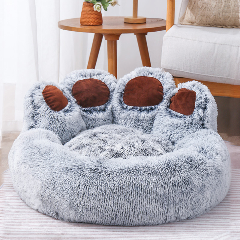Fluffy Cat Donut Bed with Long Plush
