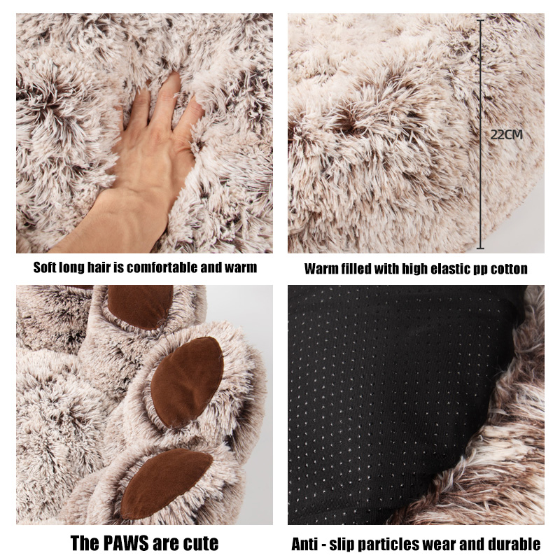 Fluffy Cat Donut Bed with Long Plush