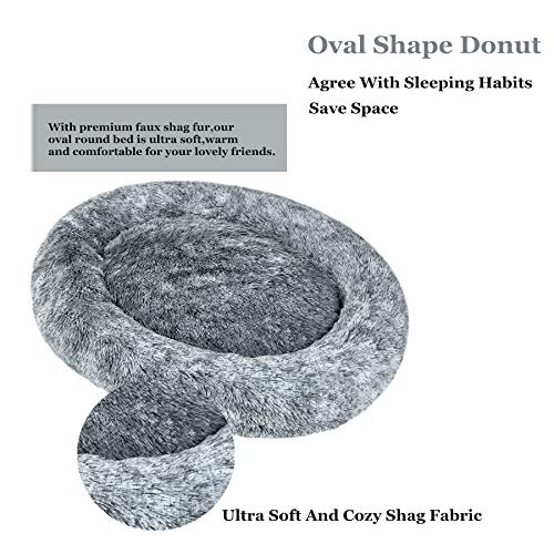 Oval Shag Fur Pet Bed for Cats & Dogs