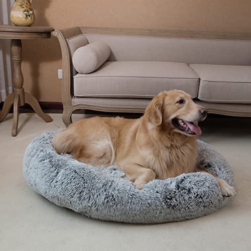 Oval Shag Fur Pet Bed for Cats & Dogs