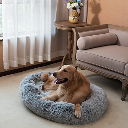 Oval Shag Fur Pet Bed for Cats & Dogs