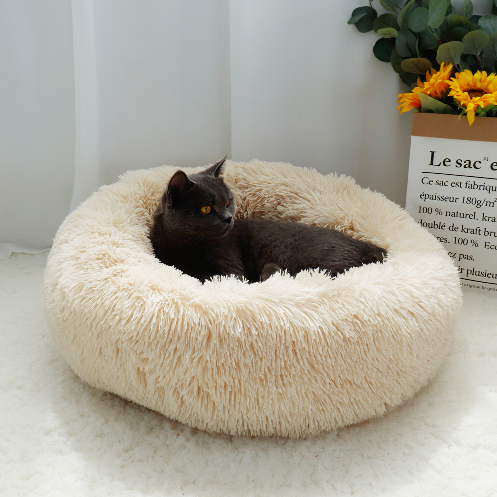 Donut-shaped Fluffy Dog Bed for Cats and Puppies