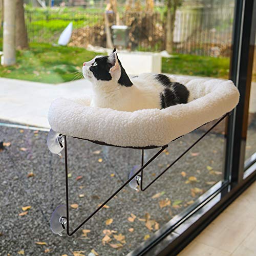 Metal-Supported Cat Window Perch with Pet Bed