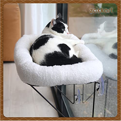 Metal-Supported Cat Window Perch with Pet Bed